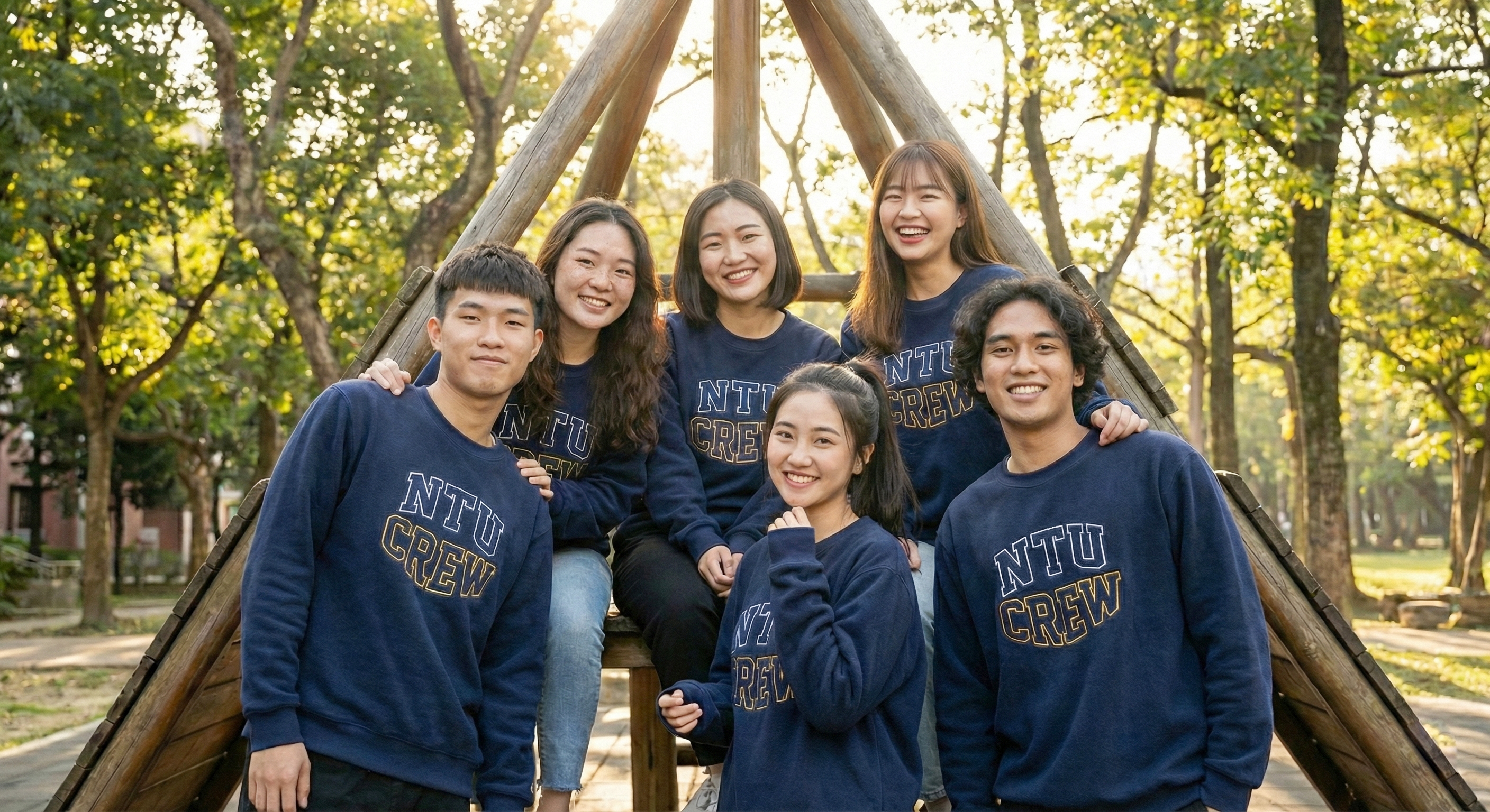 客製化大學T校園班服情境照，330g刷毛長袖大學T，學生團體穿著保暖有型，Printmix胖米好印台灣製作